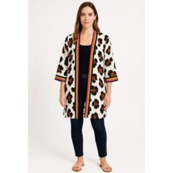 Leopard Print Open Front Kimono - Picture 1 of 2